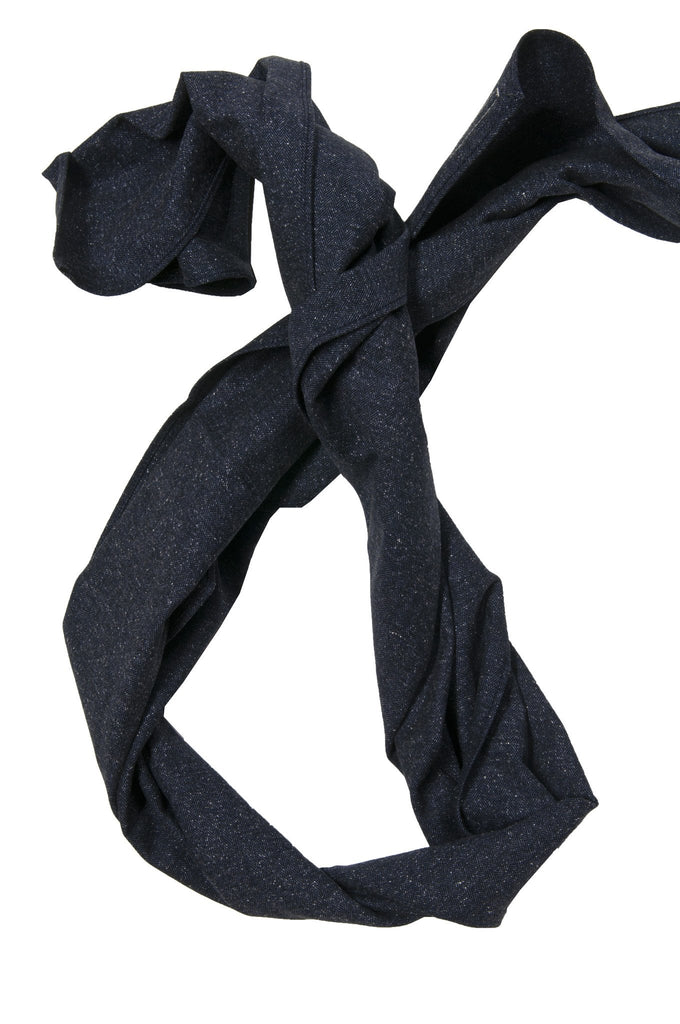 THE HILL-SIDE SC1-189 COTTON HERRINGBONE TWEED SCARF NAVY
