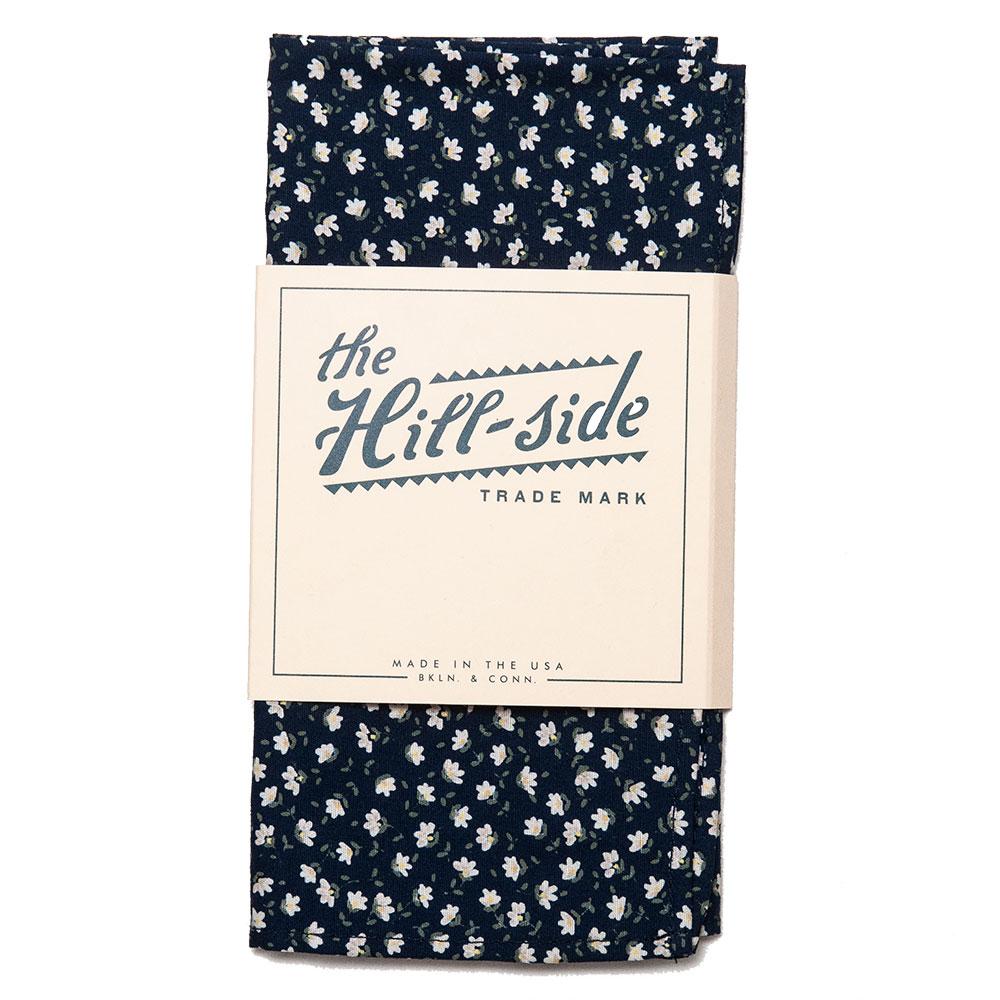 The Hill-Side Miniature Calico Print Pocket Square Navy at shoplostfound, front