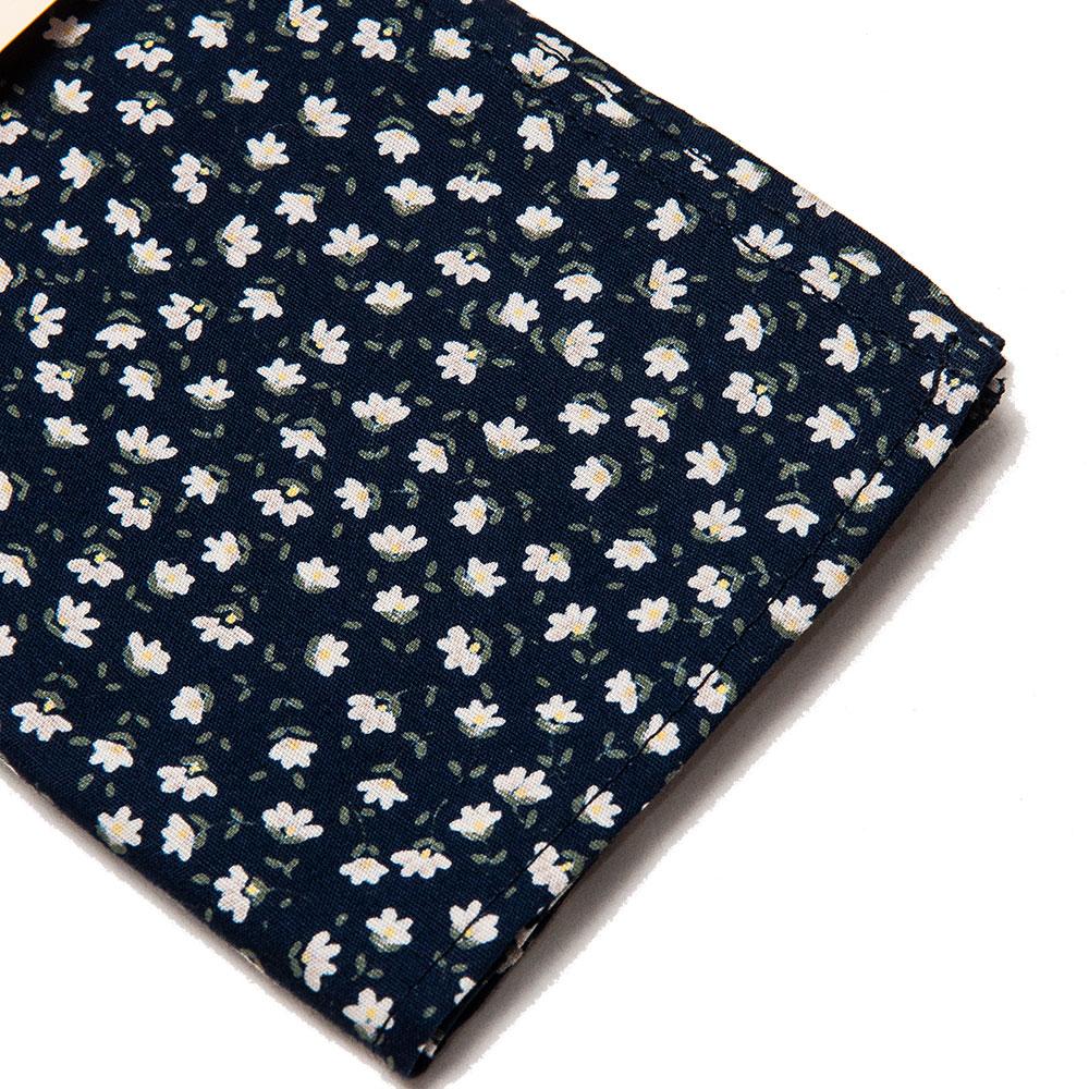 The Hill-Side Miniature Calico Print Pocket Square Navy at shoplostfound, detail