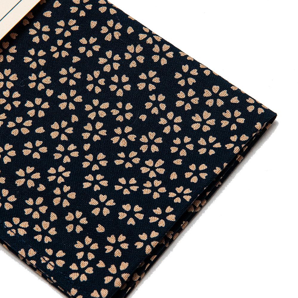 The Hill-Side Plum Blossom Print Pocket Square Navy at shoplostfound, detail