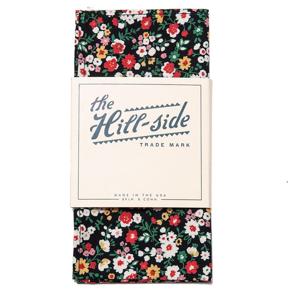 The Hill-Side Small Flowers Pocket Square Black at shoplostfound, front