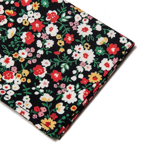 The Hill-Side Small Flowers Pocket Square Black at shoplostfound, front