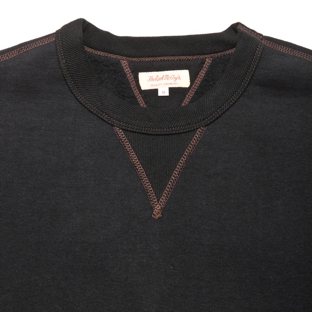 The Real McCoy’s Loopwheel Crewneck Sweatshirt Black at shoplostfound, neck