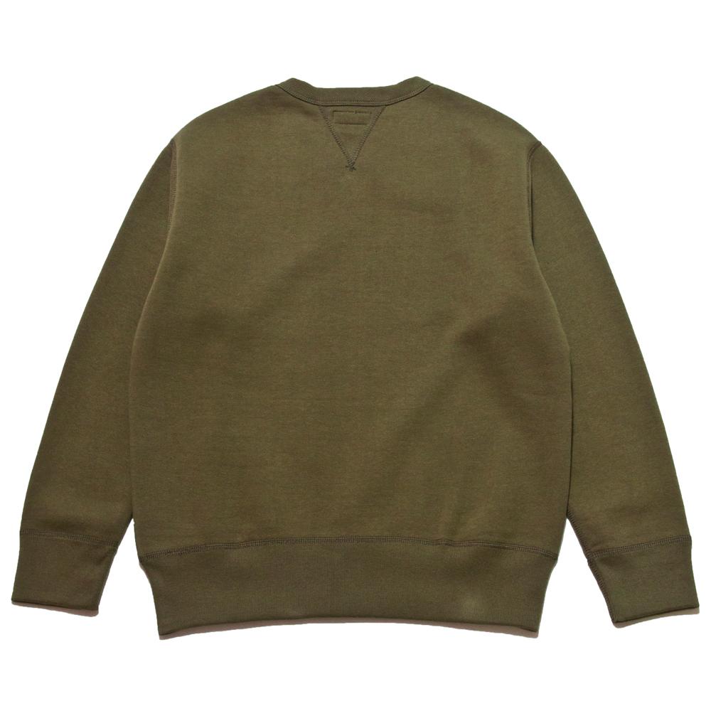 The Real McCoy’s Loopwheel Crewneck Sweatshirt Olive at shoplostfound, back