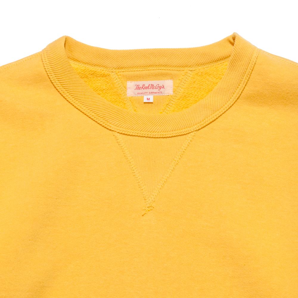 The Real McCoy’s Loopwheel Crewneck Sweatshirt Yellow at shoplostfound, neck