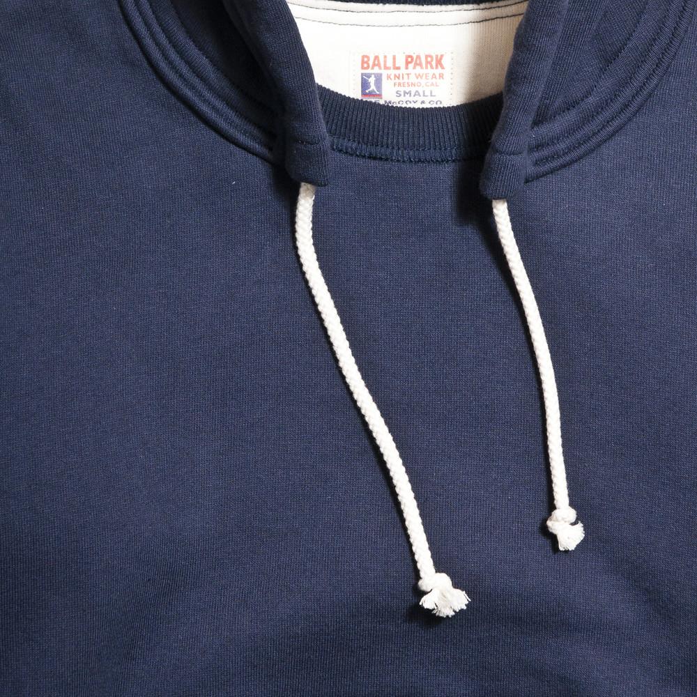 The Real McCoy’s Joe McCoy MC14111 Double Face After Hooded Sweatshirt Navy at shoplostfound in Toronto, drawstrings and collar