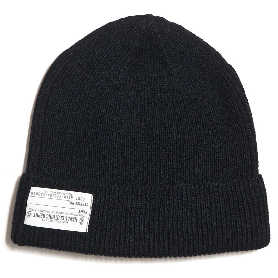 The Real McCoy’s MA14102 Knitted U.S. Navy Watch Cap at shoplostfound in Toronto, front with patch