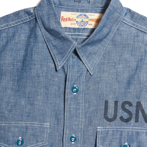 The Real McCoy’s MS10102 U.S. Navy Chambray Shirt at shoplostfound in Toronto, front