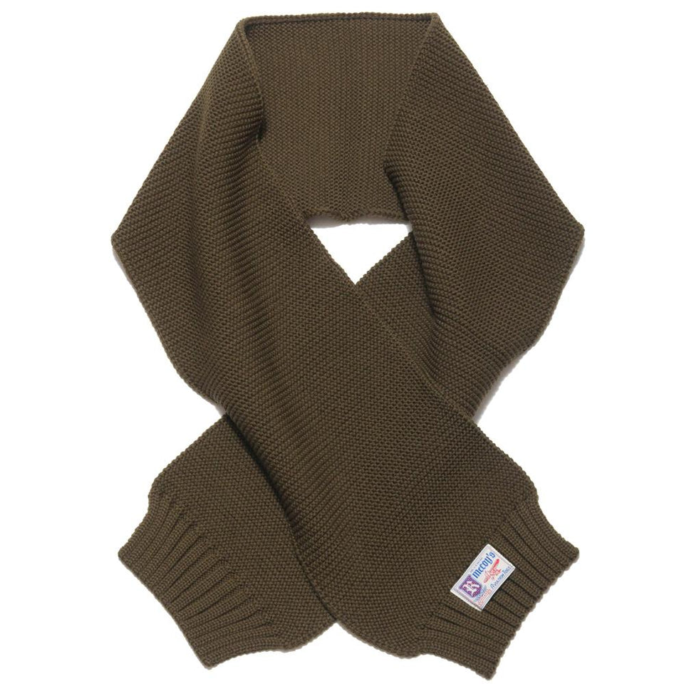 The Real McCoy’s Wool Knit Muffler Olive MA11101 at shoplostfound, top