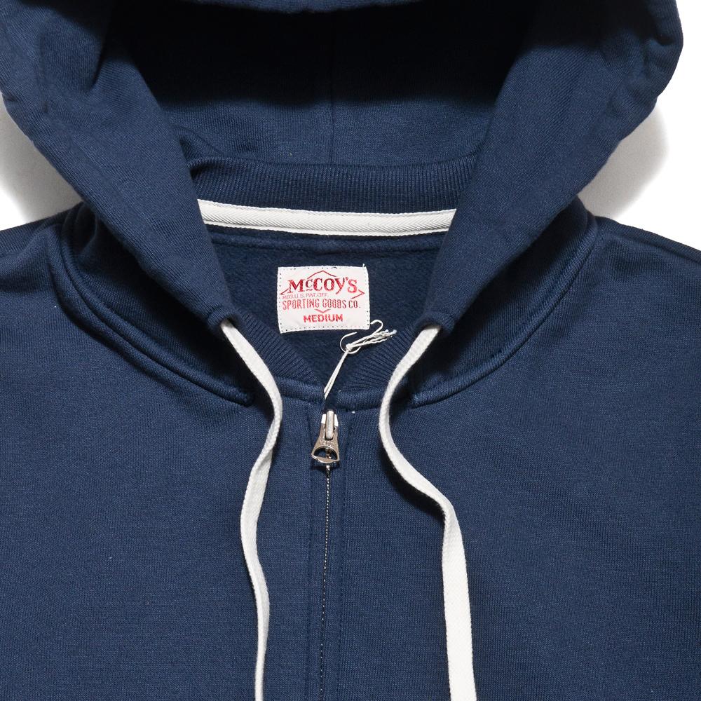 The Real McCoy's 10oz Sweat Parka Navy MC13022 at shoplostfound, neck