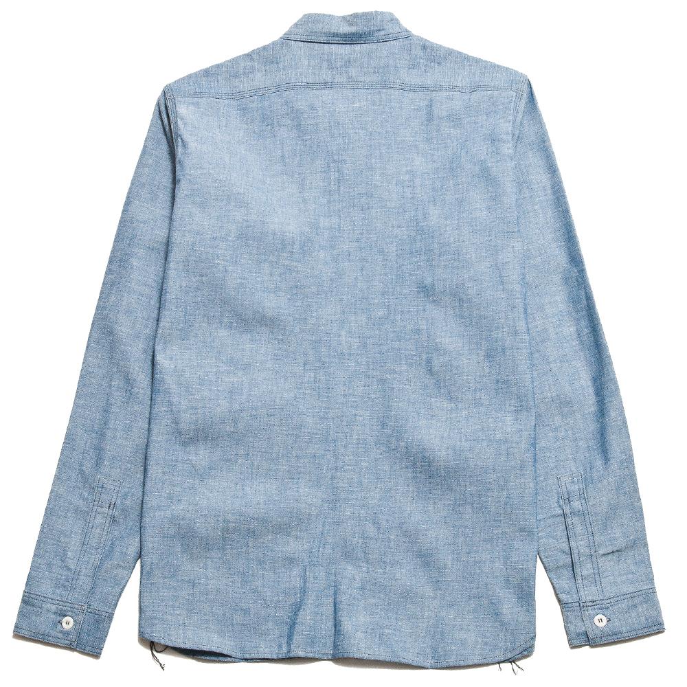 The Real McCoy's 8 HU Chambray Serviceman Shirt Blue at shoplostfound, back