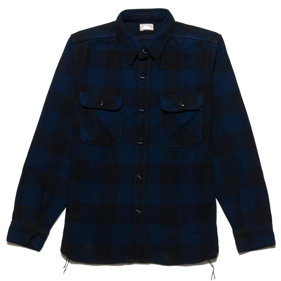 The Real McCoy's 8HU Flannel Shirt Blue MS17105 at shoplostfound, front