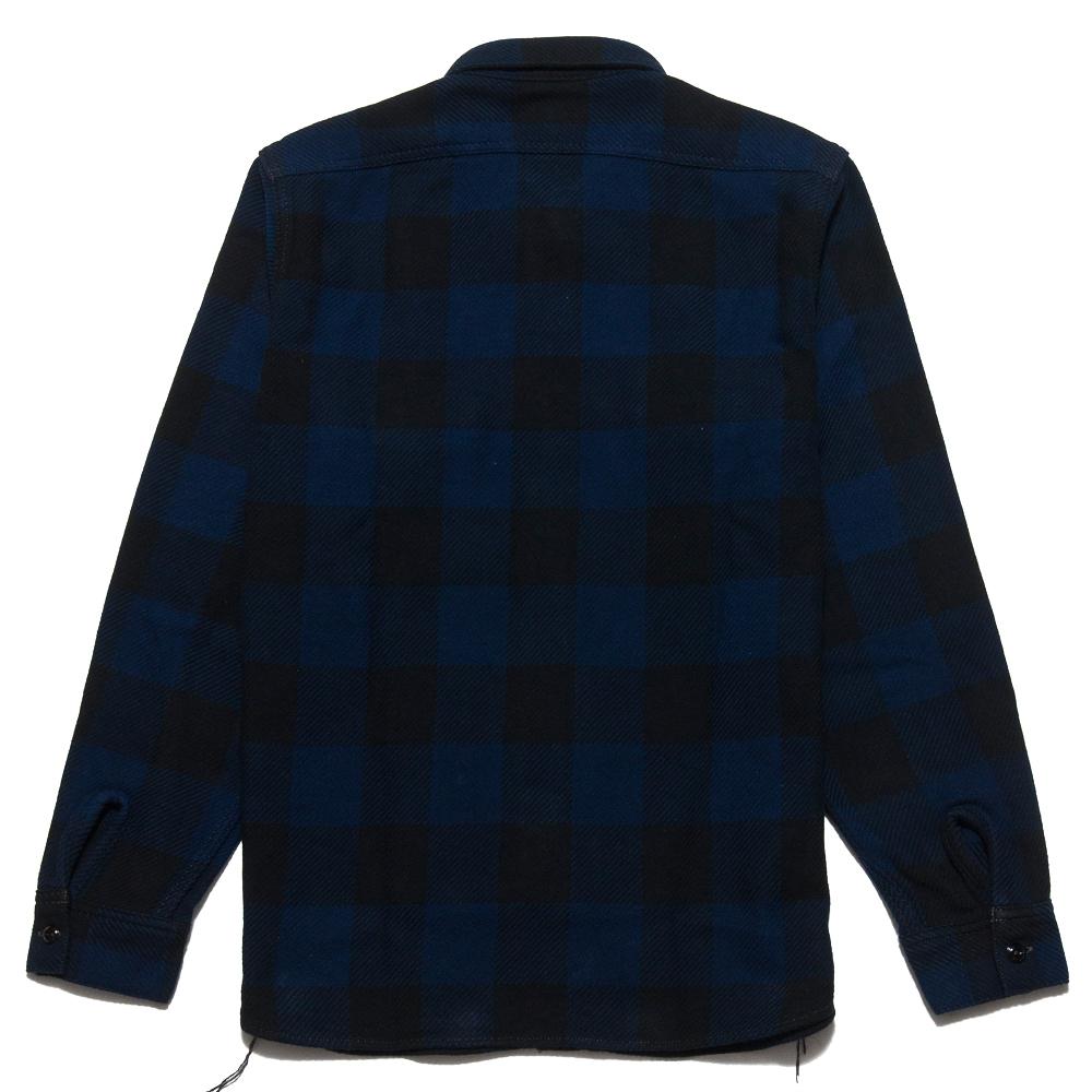 The Real McCoy's 8HU Flannel Shirt Blue MS17105 at shoplostfound, back