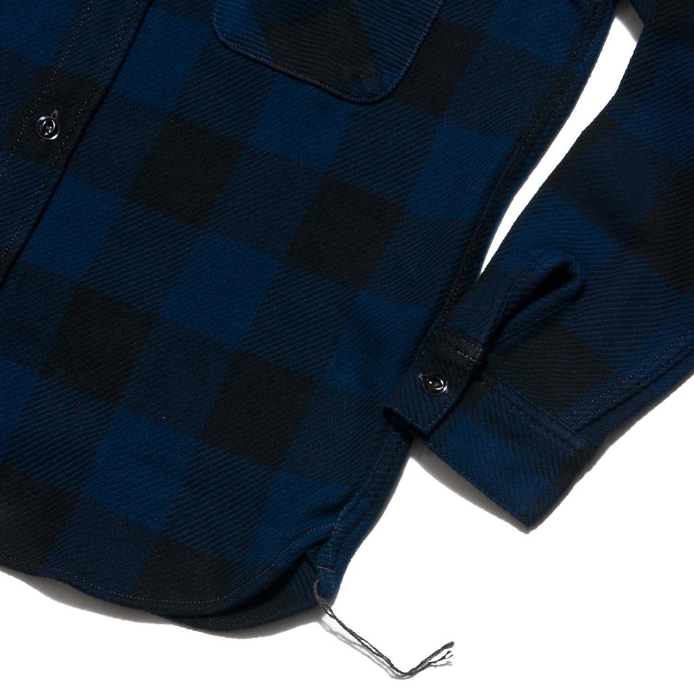 The Real McCoy's 8HU Flannel Shirt Blue MS17105 at shoplostfound, cuff