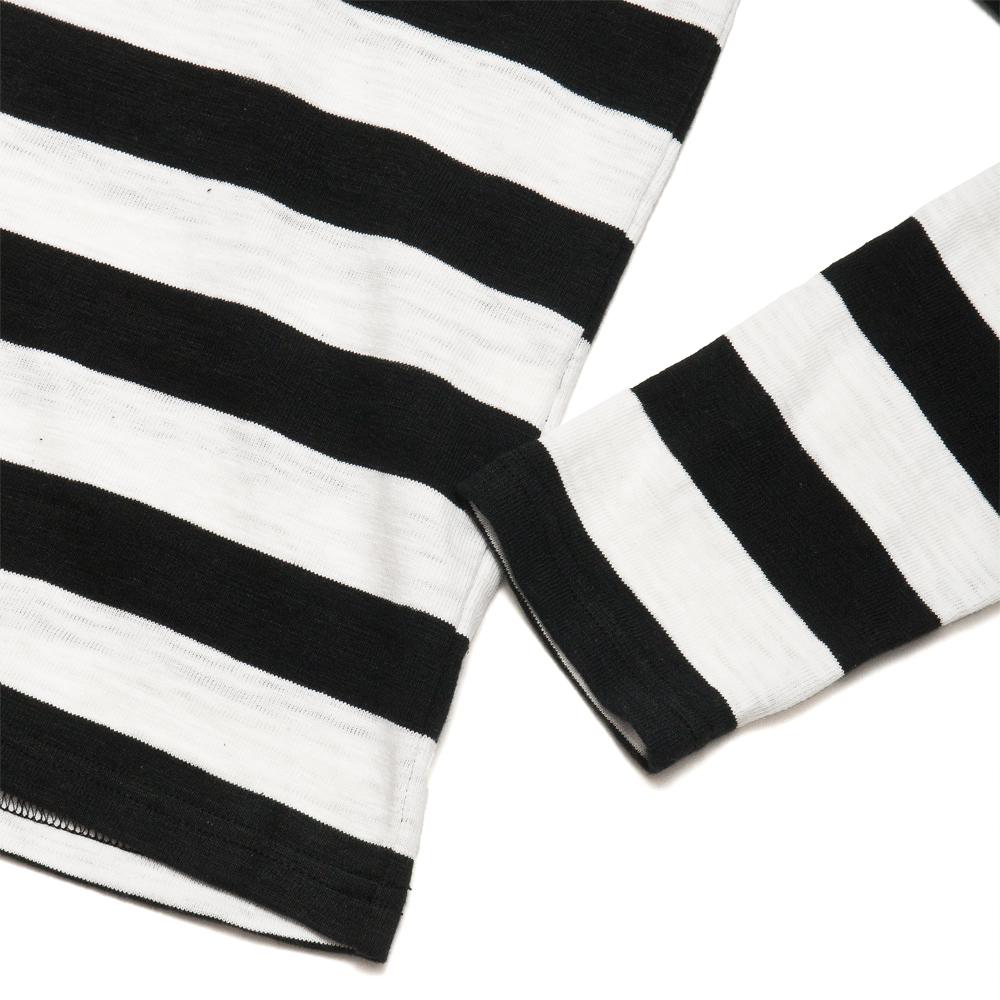 The Real McCoy's Buco Striped Long Sleeve Tee White/Black at shoplostfound, detail