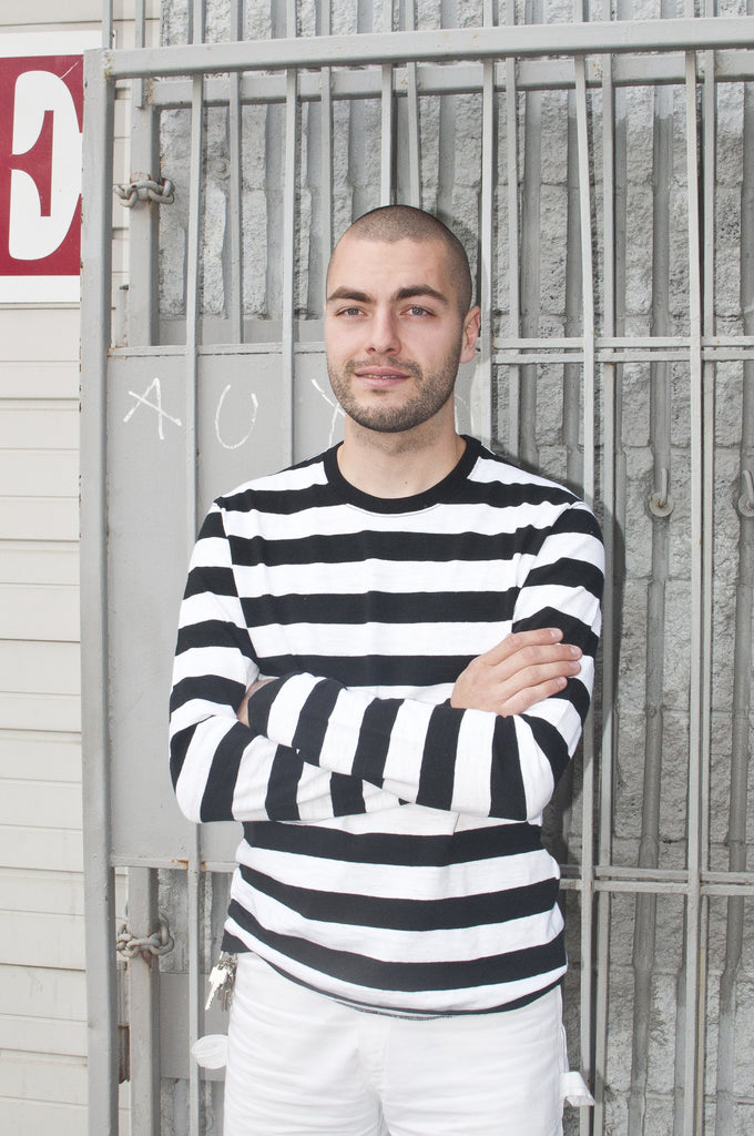 The Real McCoy's Buco Striped Long Sleeve Tee White/Black at shoplostfound, Holden
