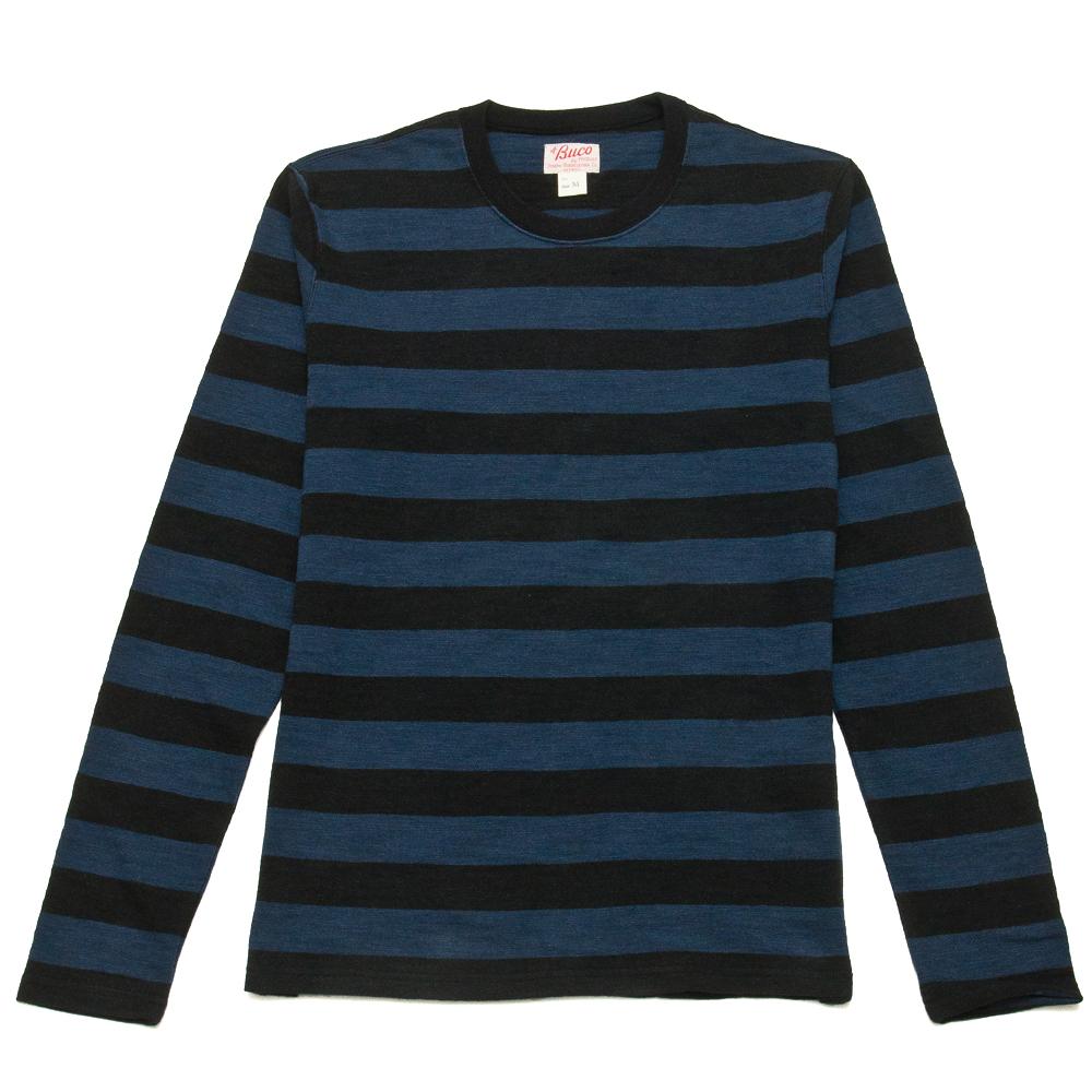 The Real McCoy's Buco Striped Long Sleeve Tee Navy/Black at shoplostfound, front