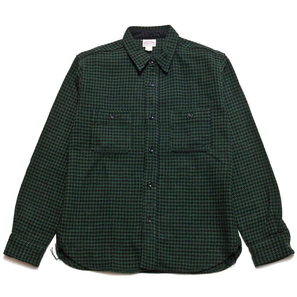 The Real McCoy's Houndstooth Shirt Green/Black at shoplostfound, front