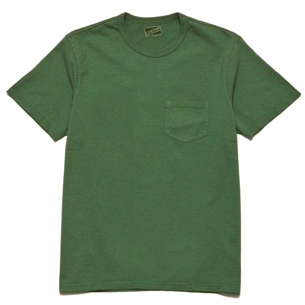 The Real McCoy's Joe McCoy Overdyed Sportswear Pocket Tee Green at shoplostfound, front