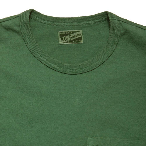 The Real McCoy's Joe McCoy Overdyed Sportswear Pocket Tee Green at shoplostfound, front