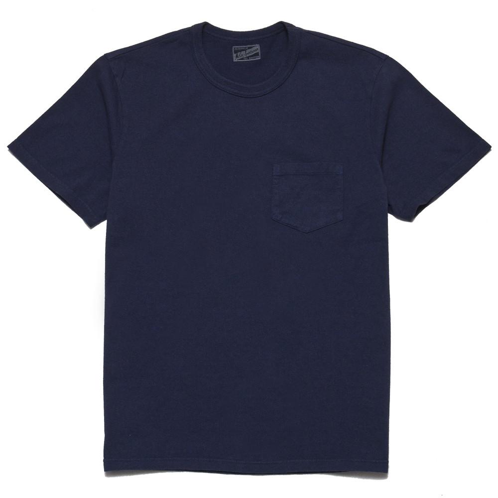The Real McCoy's Joe McCoy Overdyed Sportswear Pocket Tee Navy at shoplostfound, front