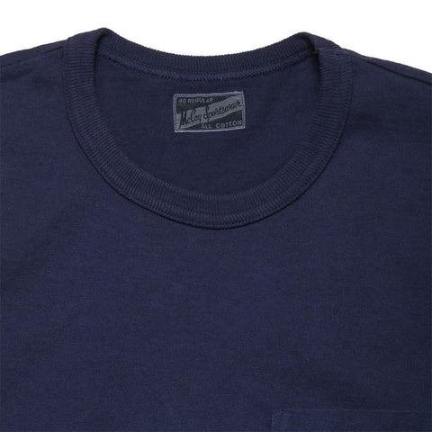 The Real McCoy's Joe McCoy Overdyed Sportswear Pocket Tee Navy at shoplostfound, front