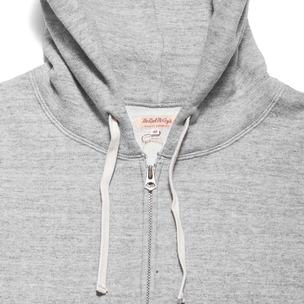 The Real McCoy's Loop Wheel Full Zip Grey MC17119 at shoplostfound, neck