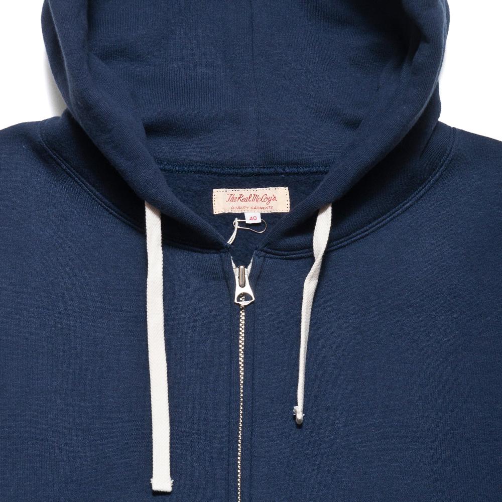 The Real McCoy's Loop Wheel Full Zip Navy MC17119 at shoplostfound, neck