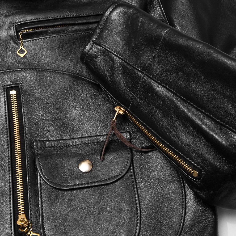 The Real McCoy's BJ9111 J-24 Buco Horsehide Leather Biker Jacket at shoplostfound in Toronto, pocket and sleeve