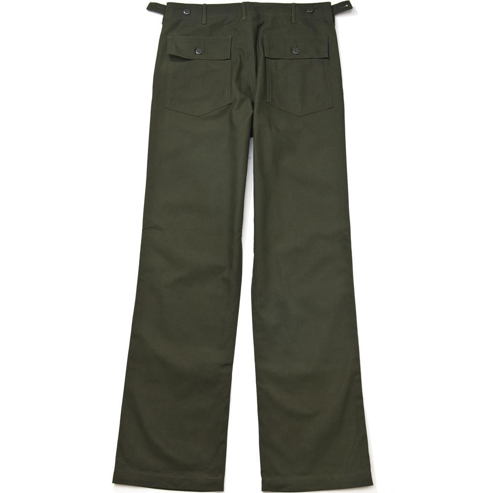 The Real McCoy's Military Sateen Trousers OG107 Olive Green at shoplostfound in Toronto, back