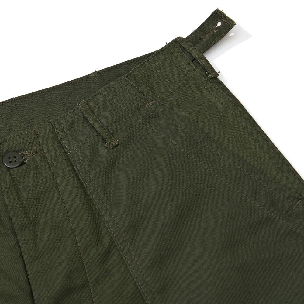 The Real McCoy's Military Sateen Trousers OG107 Olive Green at shoplostfound in Toronto, waist
