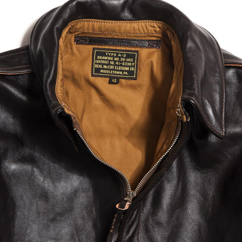 The Real McCoy's MJ12103 A-2 Flight Jacket Seal Brown at shoplostfound in Toronto, front