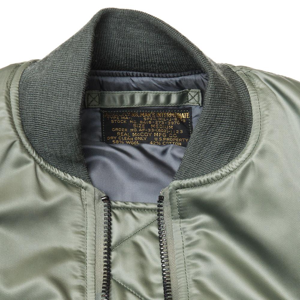 The Real McCoy's MJ15115 Type MA-1 MFG.CO Flight Jacket Sage at shoplostfound in Toronto, collar