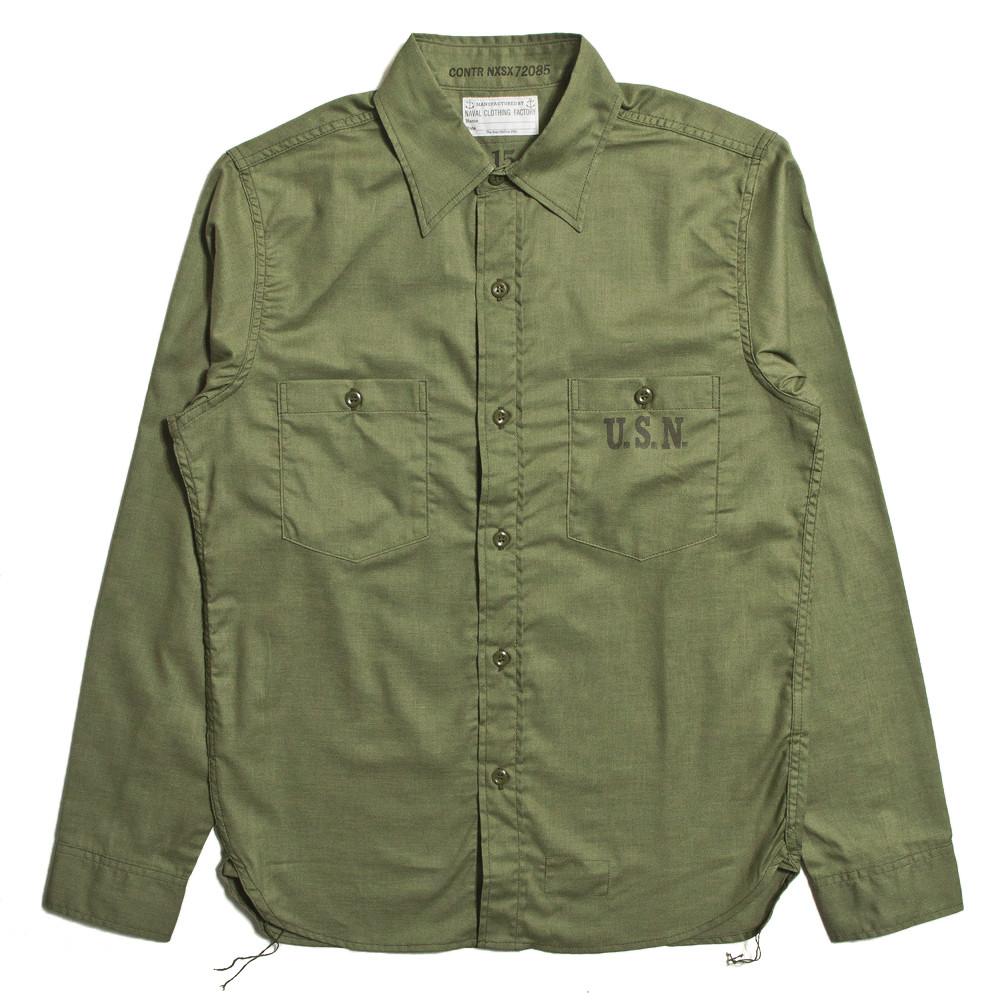 The Real McCoy's MS10103 N-3 Utility Shirt Olive at shoplostfound in Toronto, front