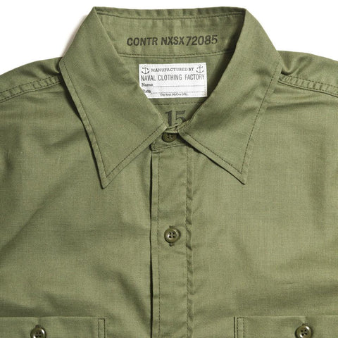 The Real McCoy's MS10103 N-3 Utility Shirt Olive at shoplostfound in Toronto, front