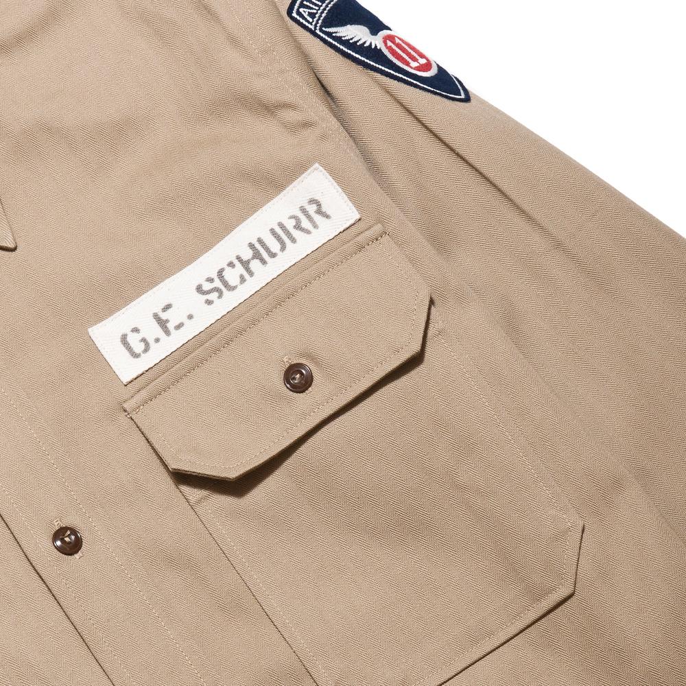 The Real McCoy's M-38 Parachute Shirt Khaki MS17104 at shoplostfound, chest