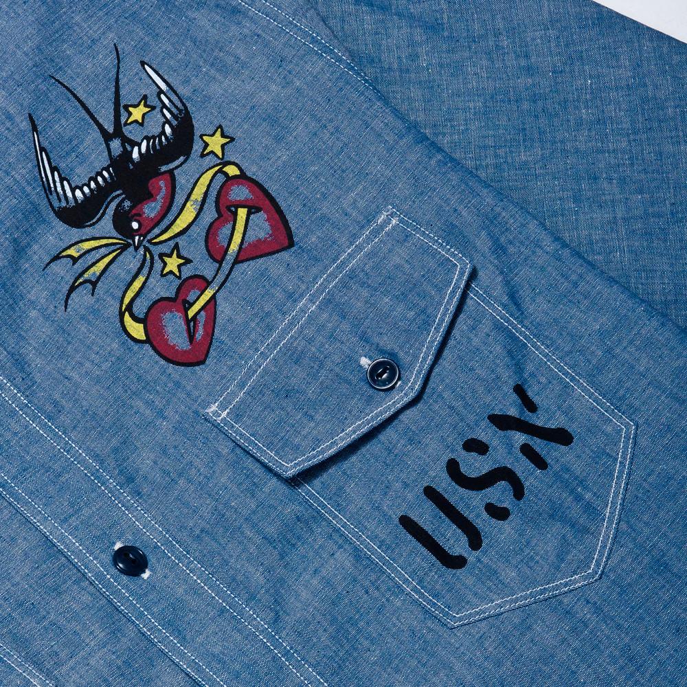 The Real McCoy's MS17002 U.S.N. Chambray Swallows Shirt at shoplostfound, print