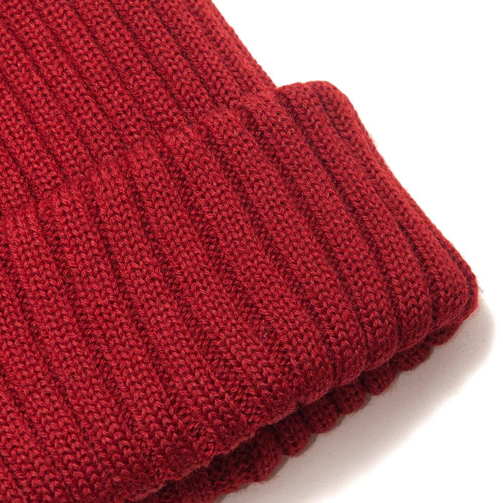The Real McCoy's Wool Bronson Knit Cap Crimson at shoplostfound, detail