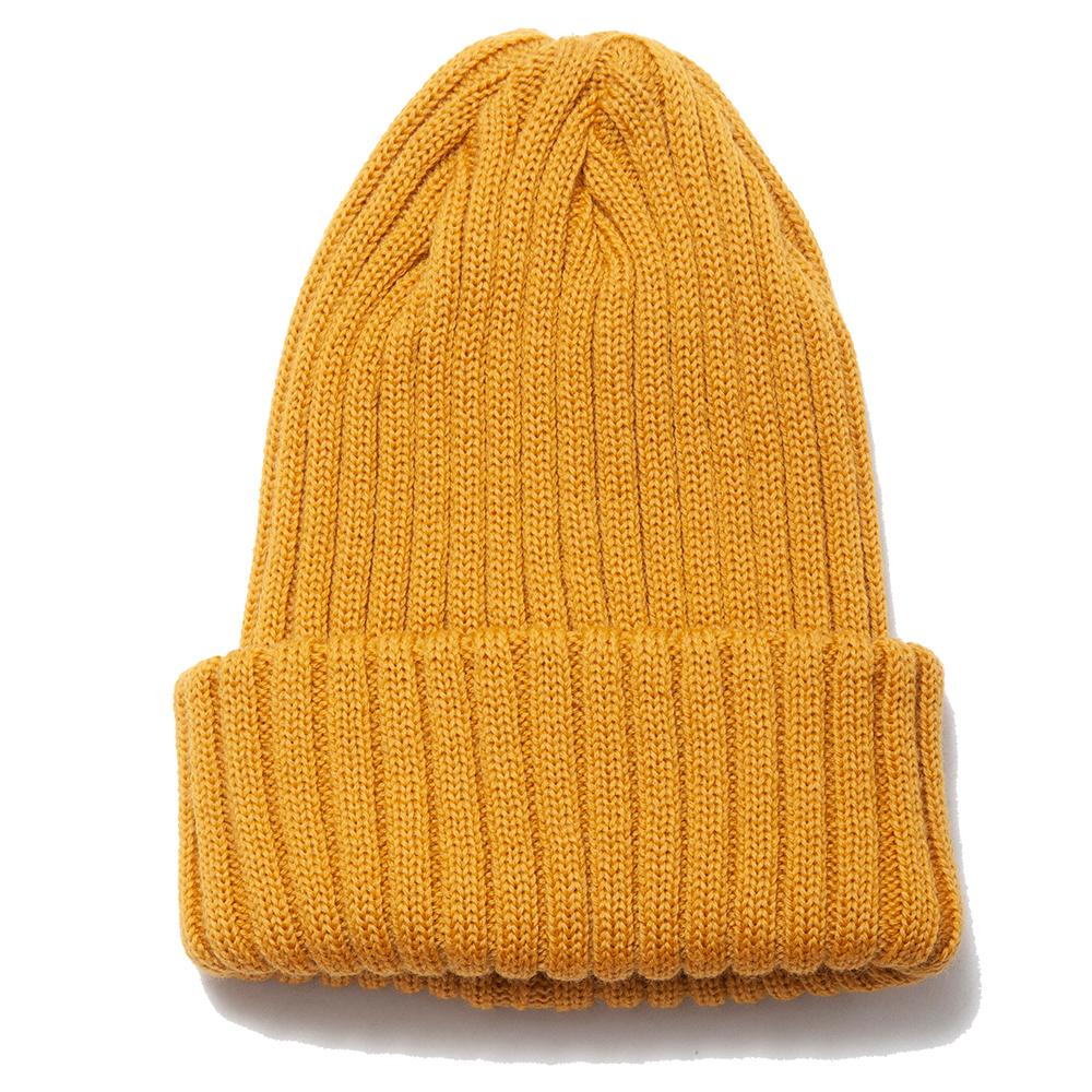 The Real McCoy's Wool Bronson Knit Cap Mustard at shoplostfound, front