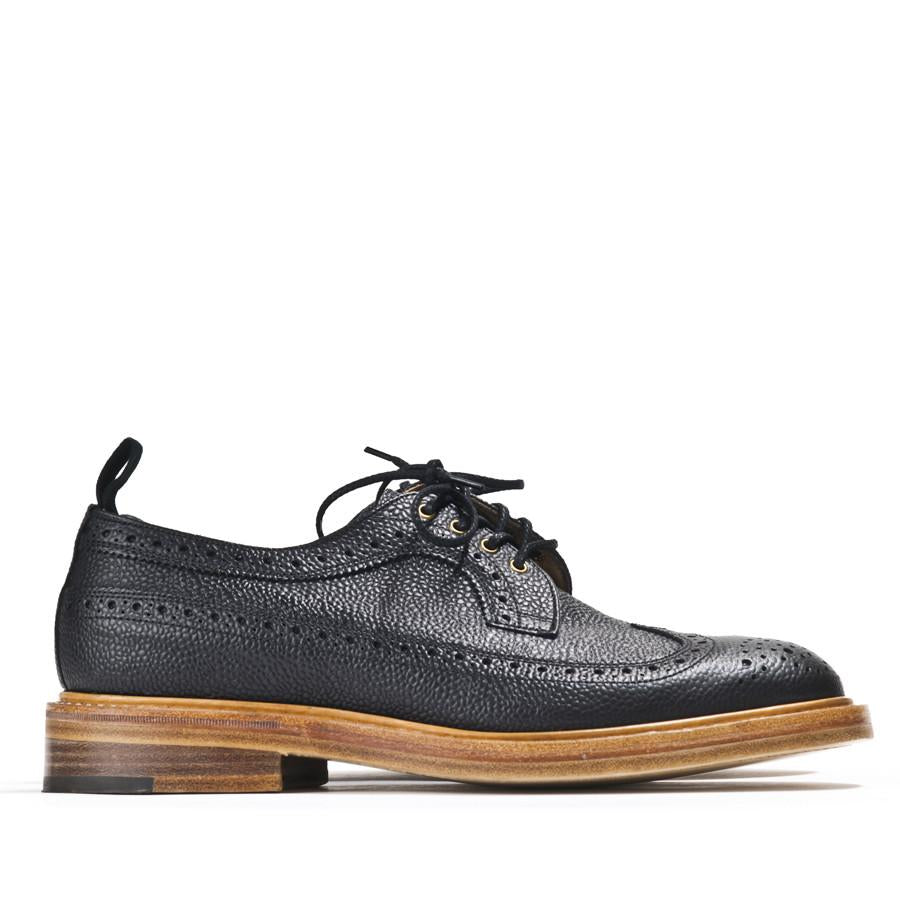 Tricker's * lost & found Richard Longwing All Over Black Scotch Grain Double Leather Sole at shoplostfound in Toronto, profile