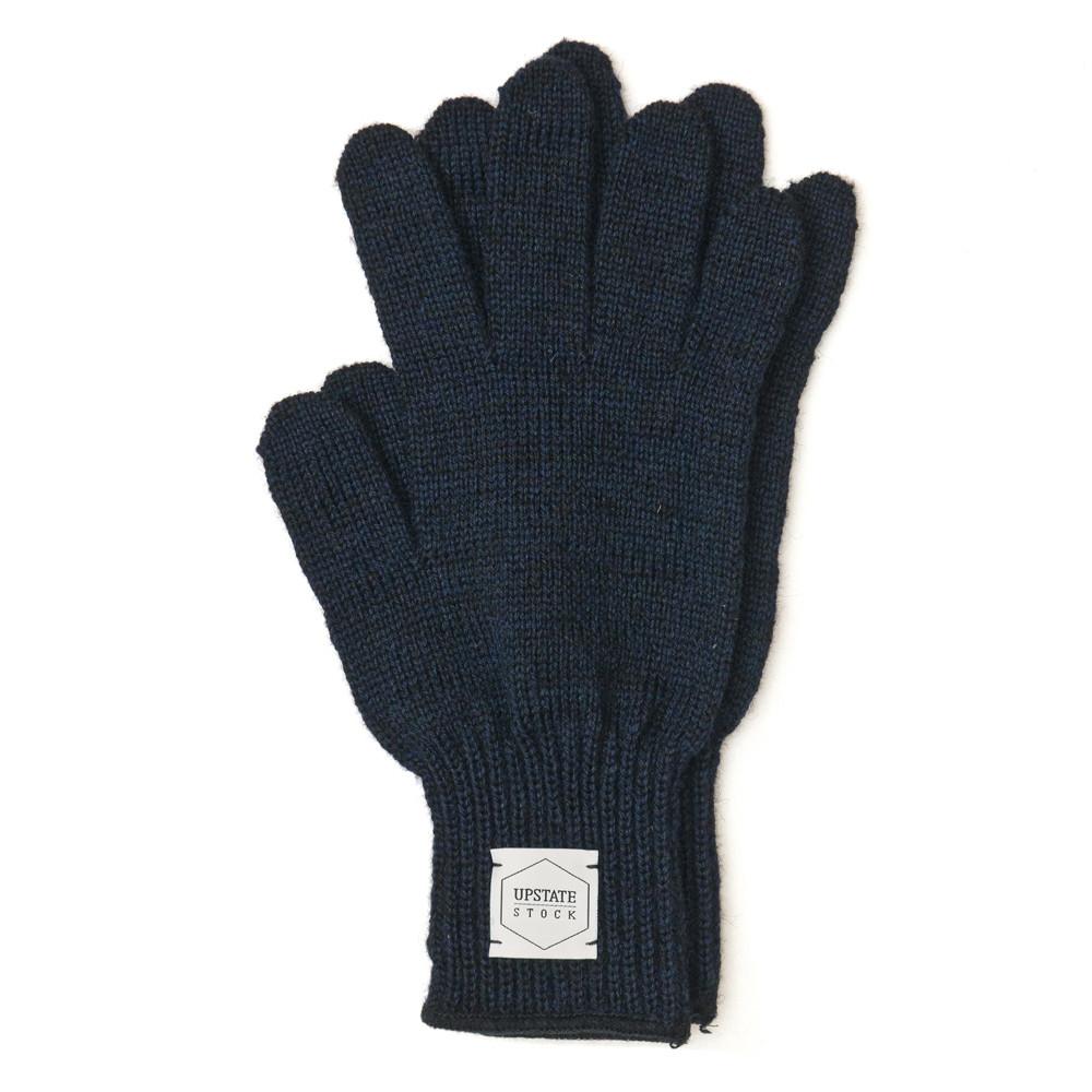 Upstate Stock Ragg Wool Full Fingered Gloves In Navy Melange