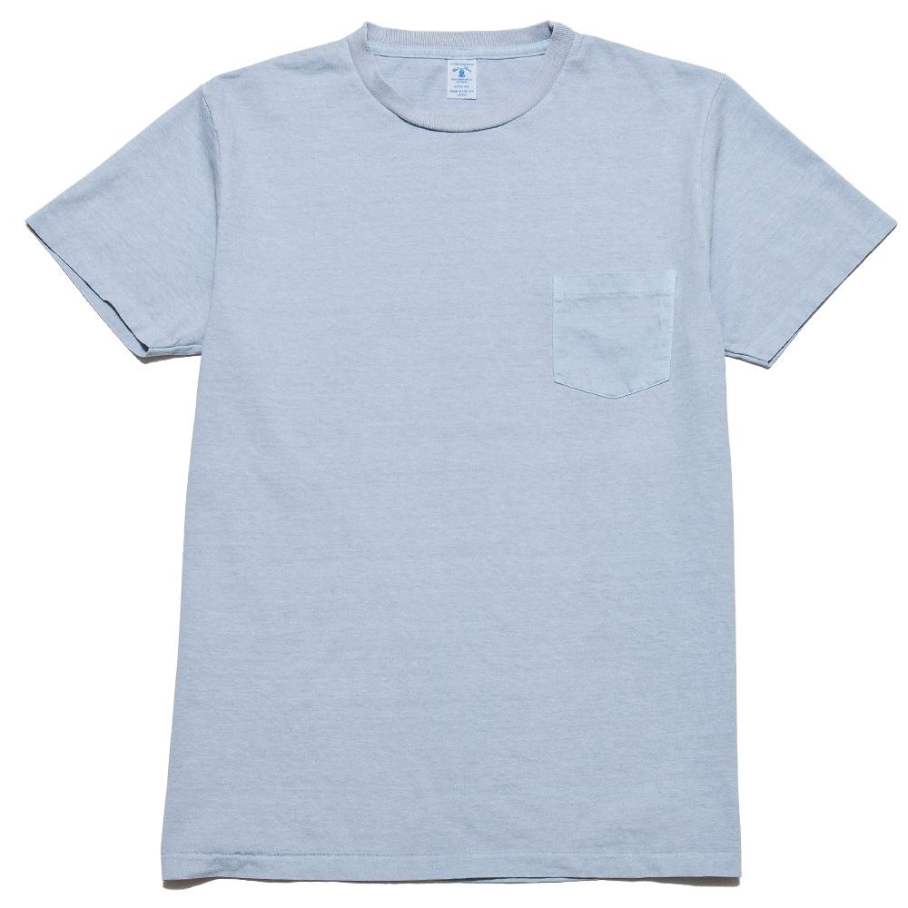 Velva Sheen Crew Neck Dyed Pocket T-Shirt Blue Grey at shoplostfound, front