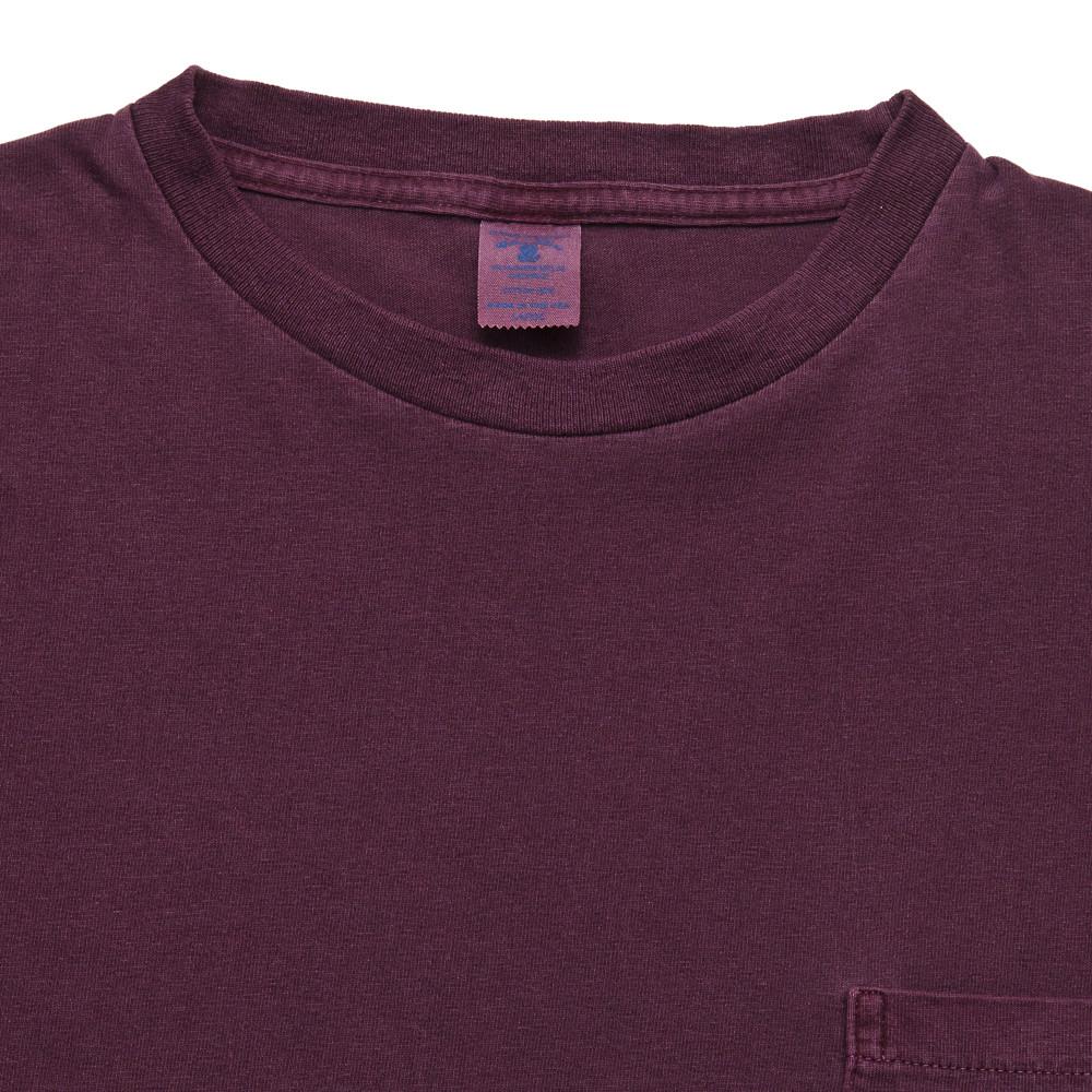 Velva Sheen Pigment Dyed Pocket T-Shirt Burgundy at shoplostfound, neck
