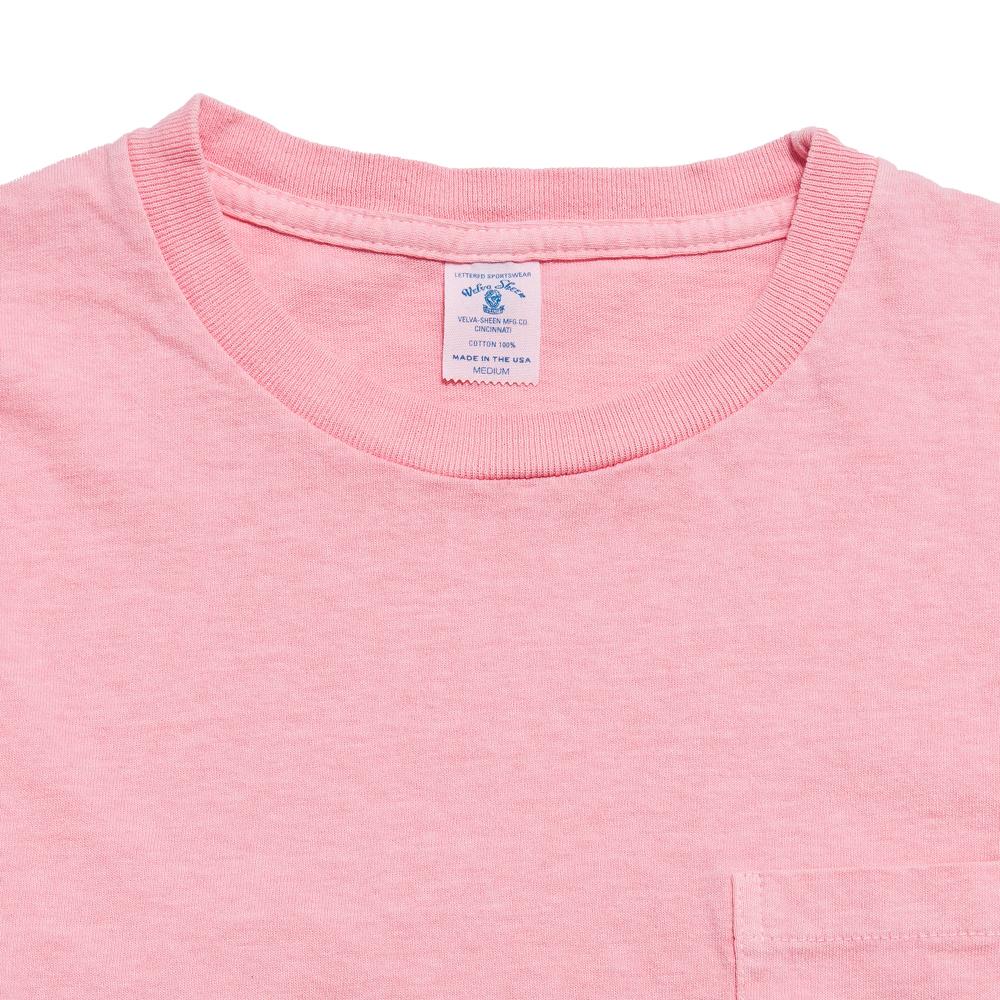 Velva Sheen Pigment Dyed Pocket T-Shirt Flamingo at shoplostfound, neck