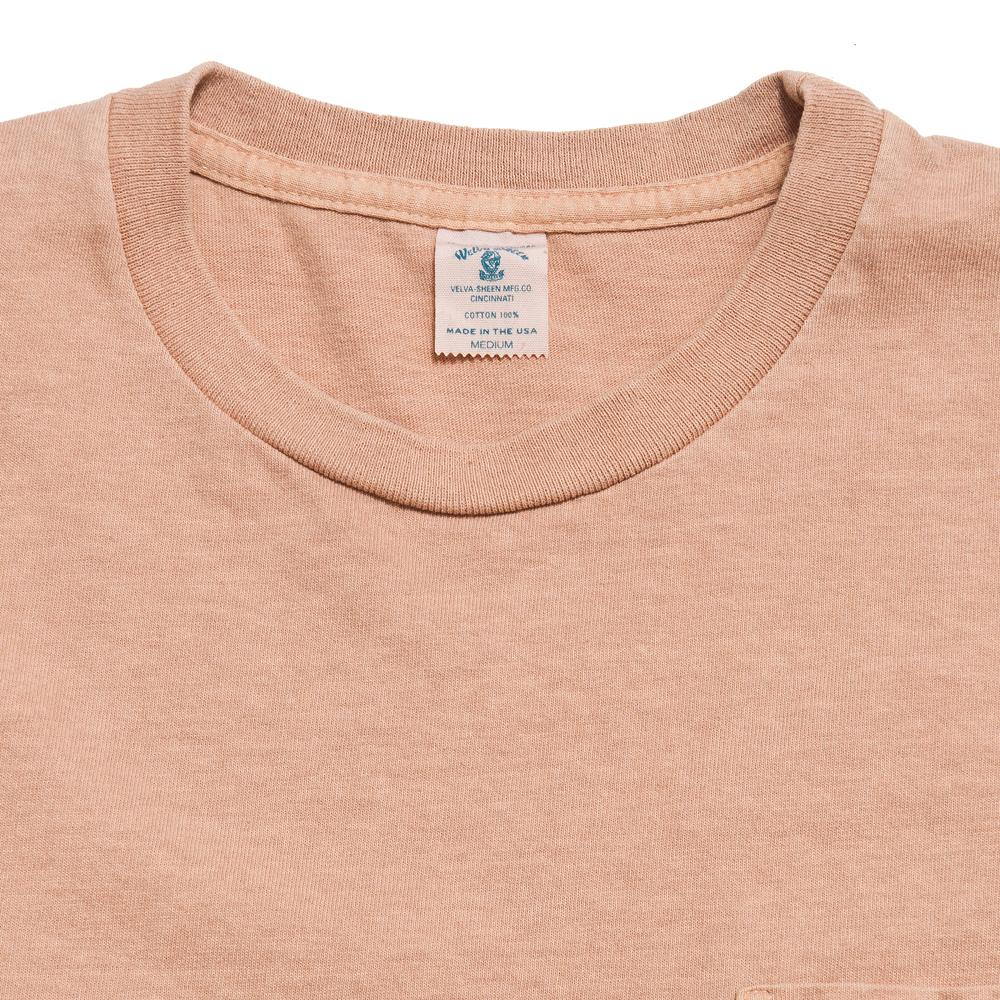 Velva Sheen Pigment Dyed Pocket T-Shirt Ginger at shoplostfound, neck