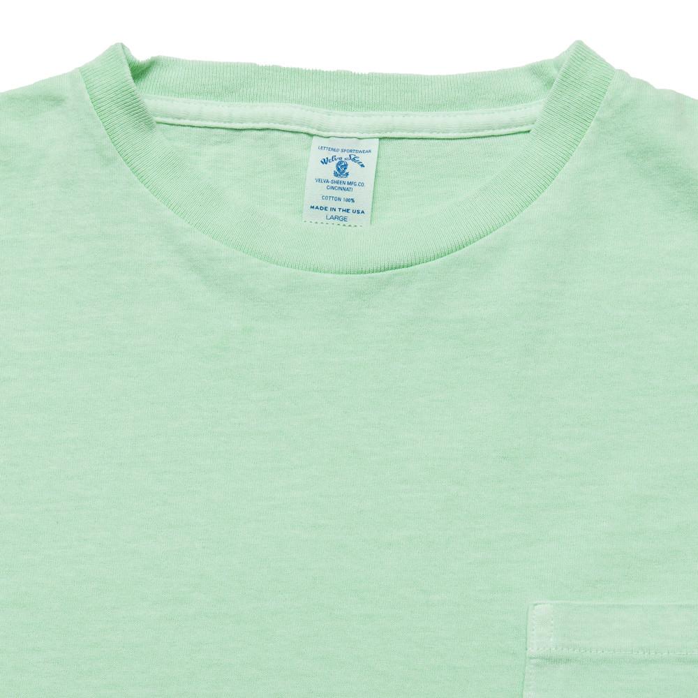 Velva Sheen Pigment Dyed Pocket T-Shirt Mint at shoplostfound, neck