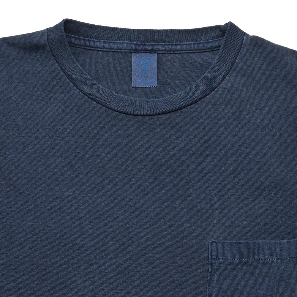 Velva Sheen Pigment Dyed Pocket T-Shirt Navy at shoplostfound, neck