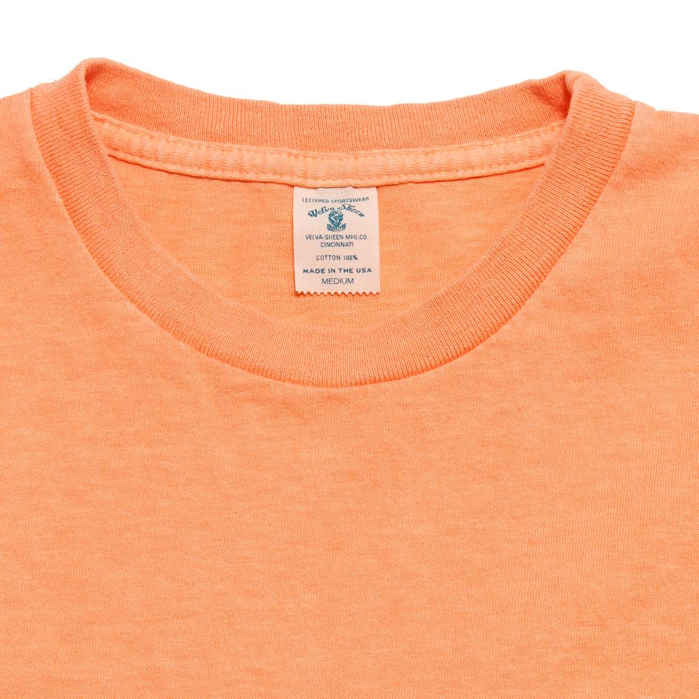 Velva Sheen Pigment Dyed Pocket T-Shirt Orange at shoplostfound, neck