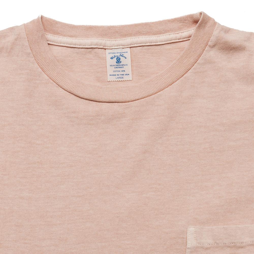 Velva Sheen Pigment Dyed Pocket T-Shirt Pink at shoplostfound, neck