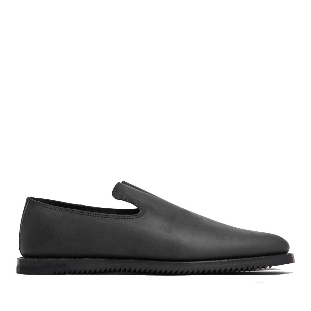 Viberg Black Matte Calf Slippers Mini Ripple at shoplostfound, side